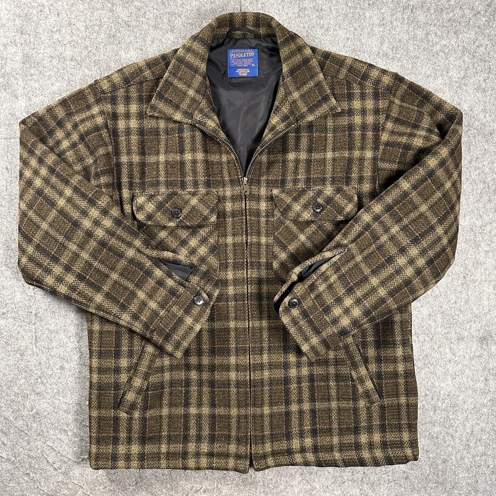 Vintage Pendleton Plaid Wool Hunting Jacket Mens M Virgin Merino Wool